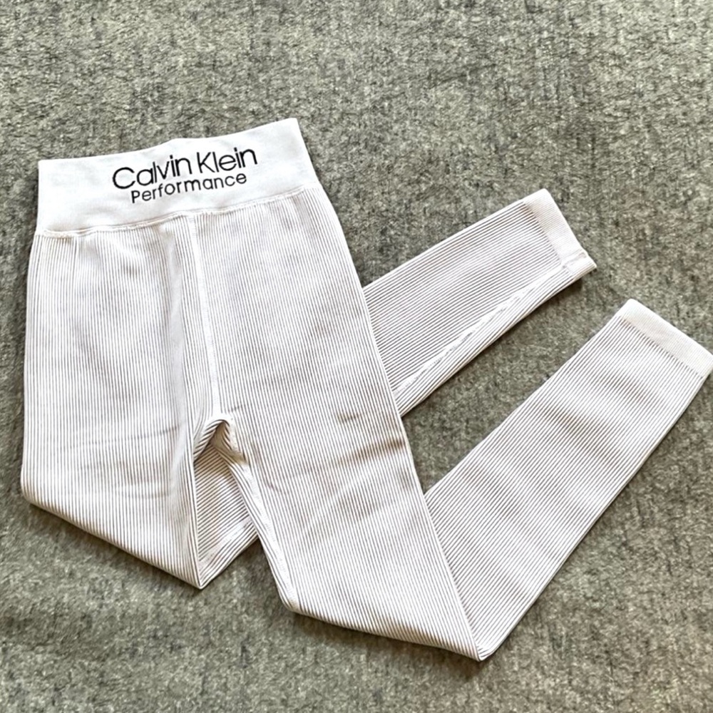 Calvin Klein women Striped White Leggings M